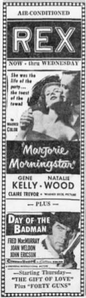 Rex Theatre - Aug 10 1958 Ad (newer photo)